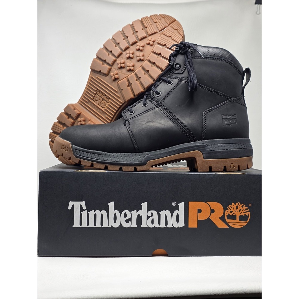 Timberland PRO 6" Size 13 Mens Montauk Soft Toe Work Boots Black Tan SF EH New